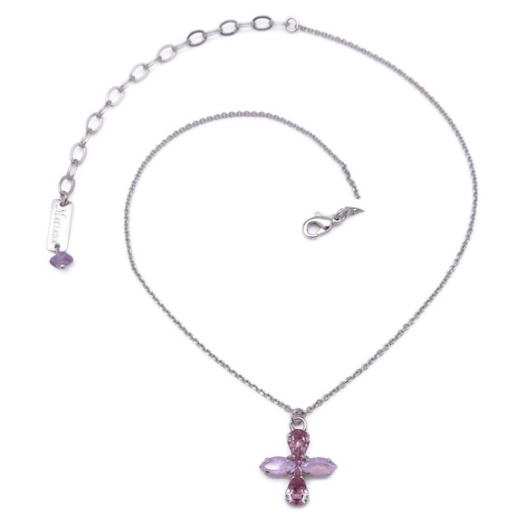 Mariana Matcha Silver Pendant Necklace Purple Pear & Marquise Mix Cross 1138 NWT - Picture 3 of 3